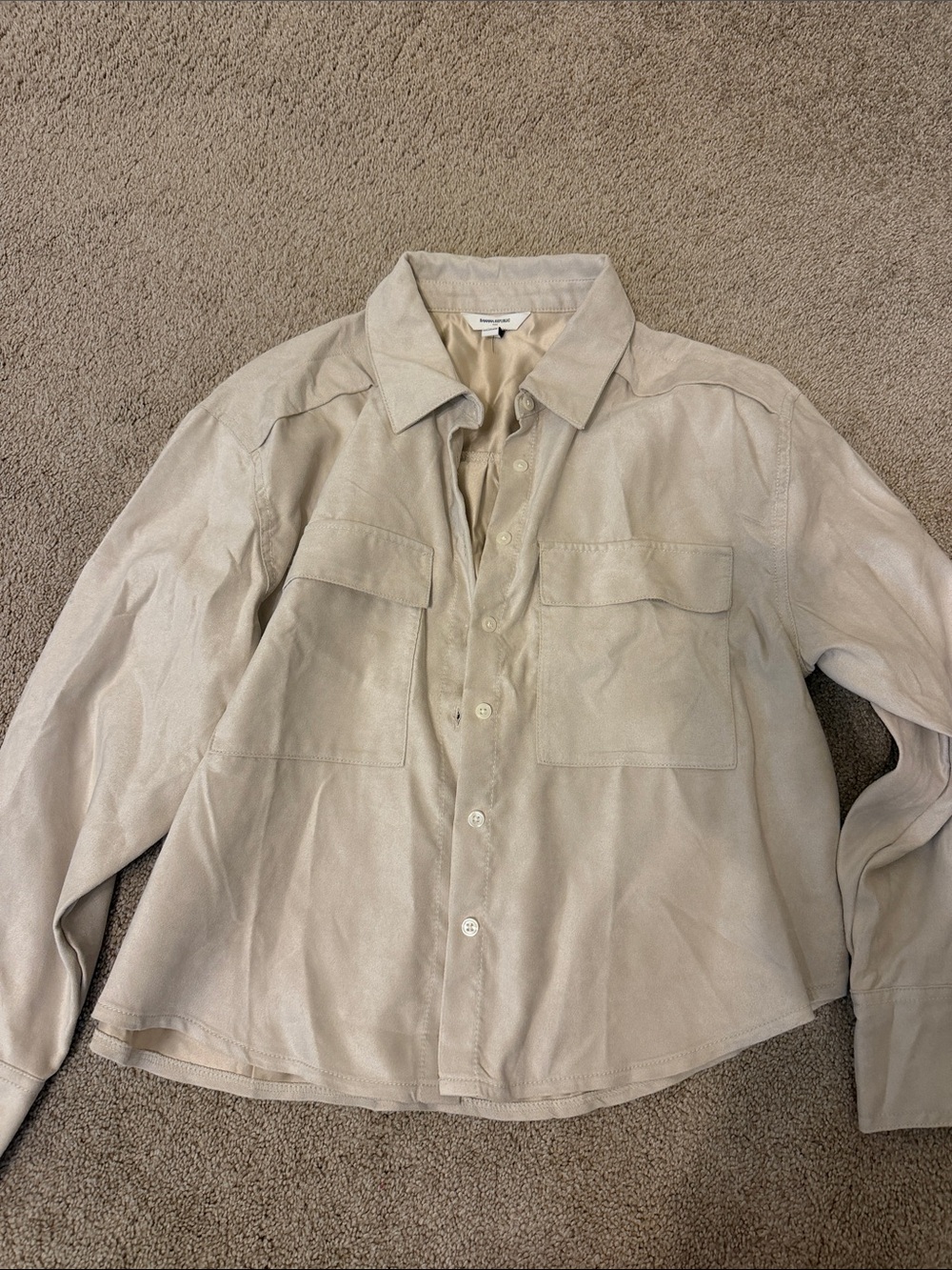 Banana Republic Light Taupe Suede Shirt Jacket